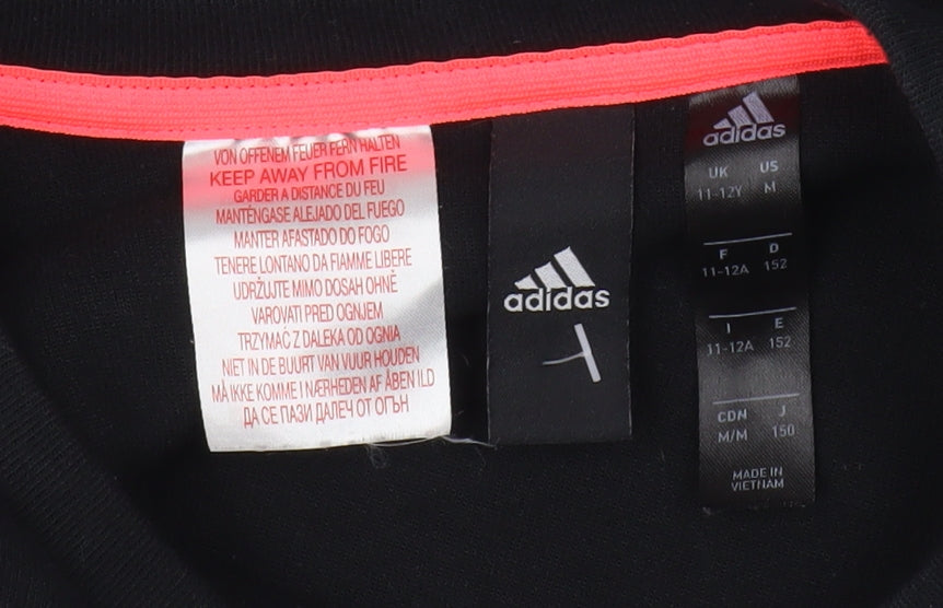 Adidas Boys Black Logo Pullover Top 11-12Y Casual