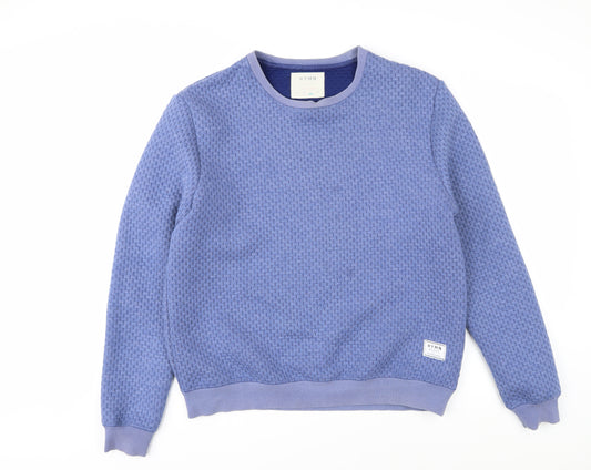 HYMN Men's Blue Waffle-Knit Pullover Jumper L