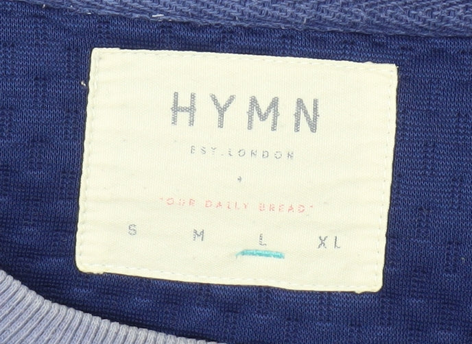 HYMN Men's Blue Waffle-Knit Pullover Jumper L