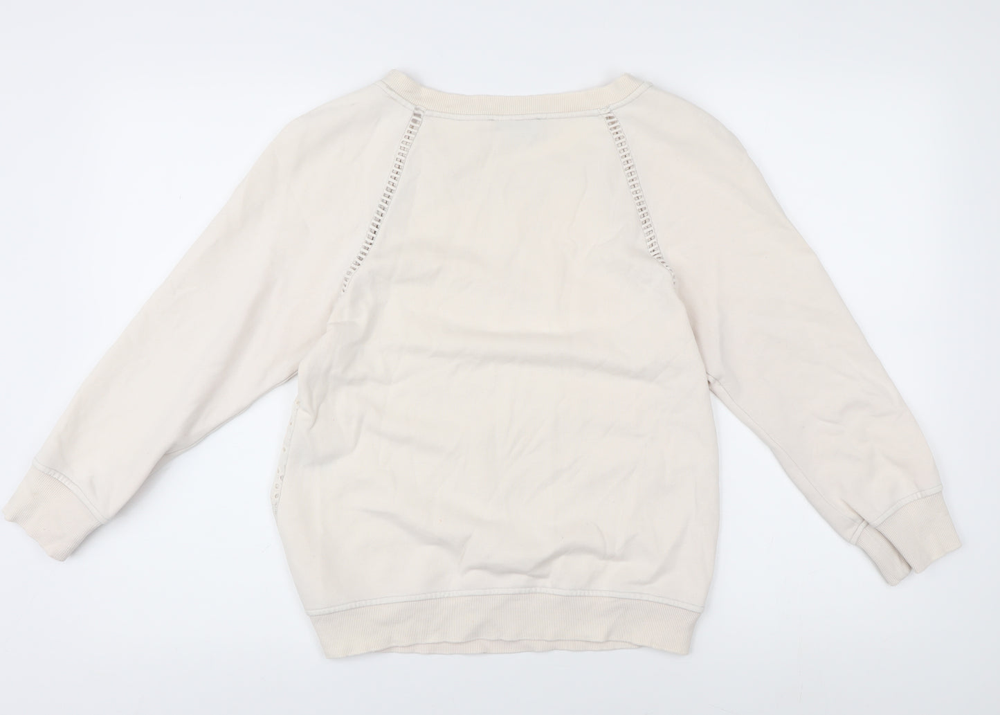 Mint Velvet Women's Beige Crochet Detail Top - Size 10