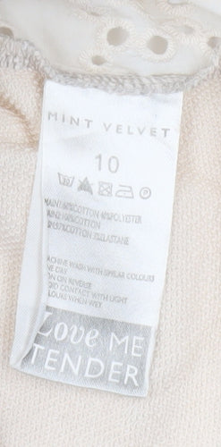 Mint Velvet Women's Beige Crochet Detail Top - Size 10