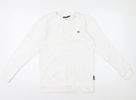 Napapijri Men's White Medium Pullover Jumper