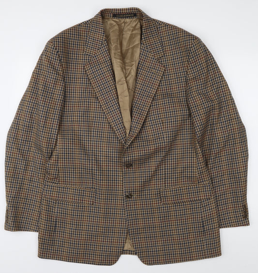 Marks & Spencer Men's Brown Check Blazer 42R Wool