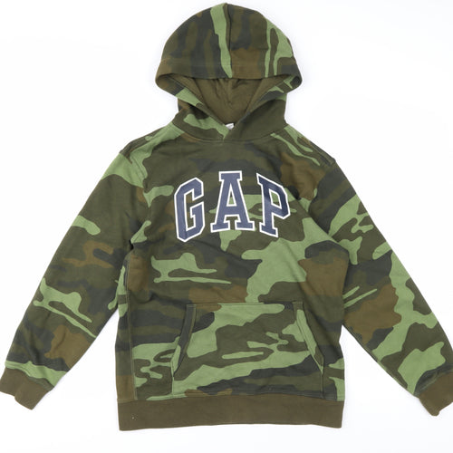 GAP Boys Green Camouflage Pullover Hoodie, Size 14 Years