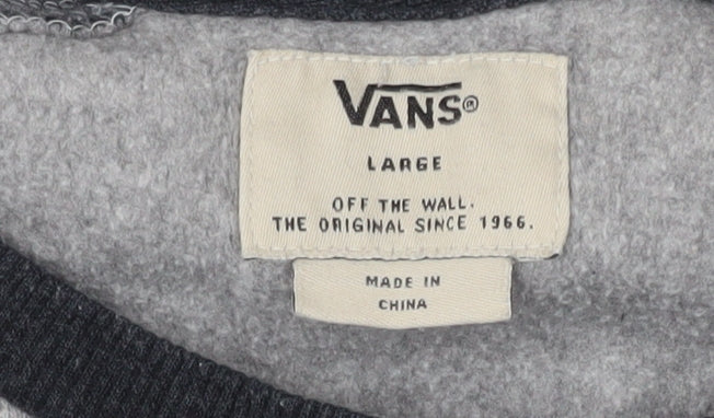 Vans Men's Grey Long Sleeve Crew Neck Jumper Large