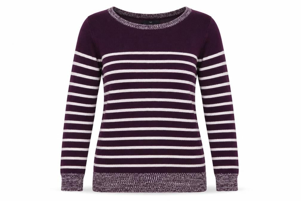 Front view of Gap Women's Purple Striped jumper, size S