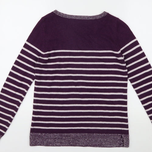 Gap Women's Purple Striped Pullover Jumper, Size S