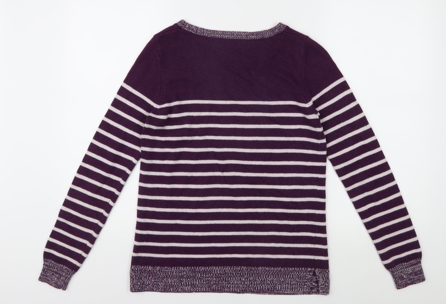 Gap Women's Purple Striped Pullover Jumper, Size S