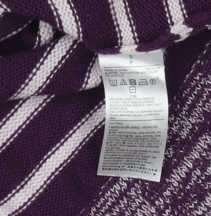 Gap Women's Purple Striped Pullover Jumper, Size S