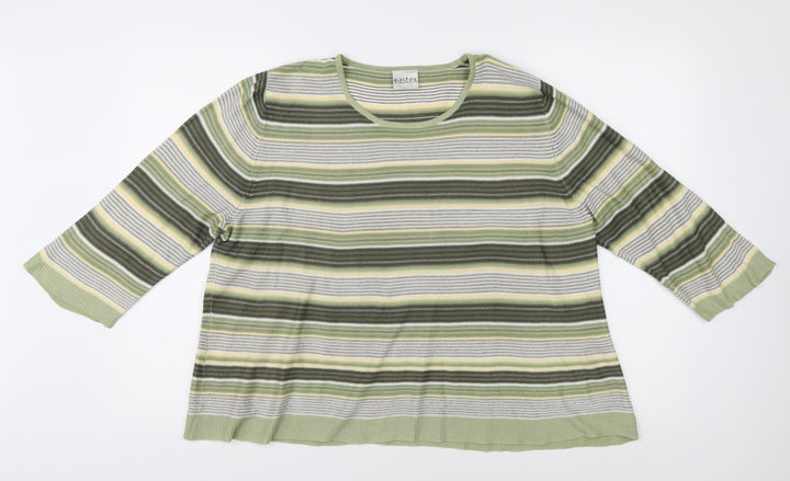 Eastex Women's Green Striped Pullover, Size 18