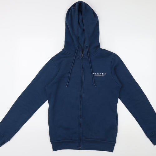 McKenzie Men's Blue Full Zip Hoodie, Size L, Logo Accent