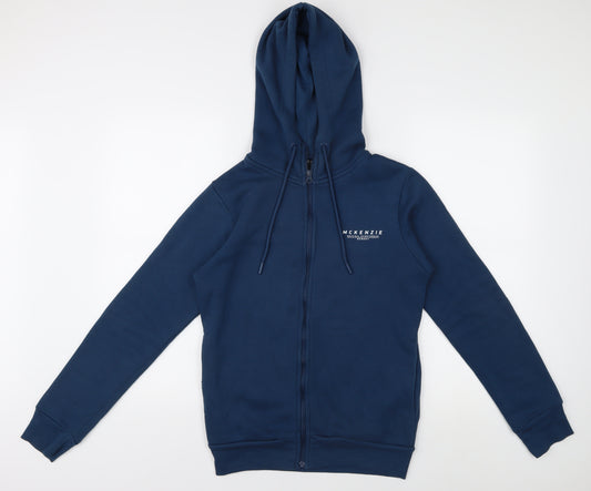 McKenzie Men's Blue Full Zip Hoodie, Size L, Logo Accent