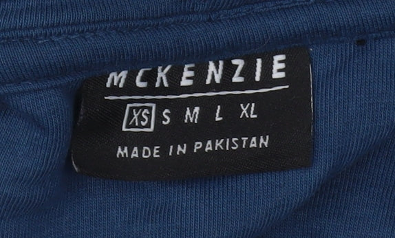 McKenzie Men's Blue Full Zip Hoodie, Size L, Logo Accent