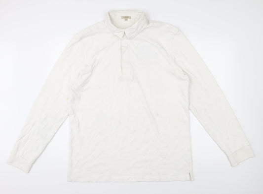 Burberry London Men's White Long Sleeve Polo XL