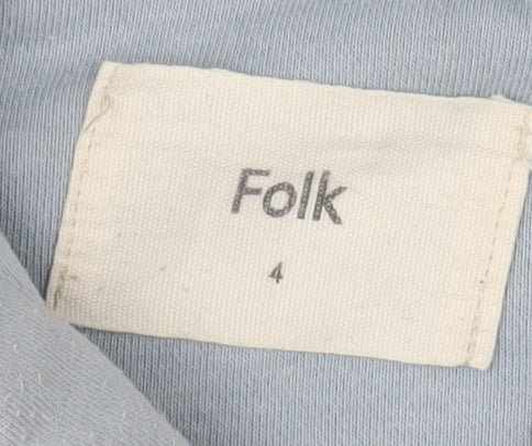 Folk Blue Pullover Hoodie Unisex Size 4 Cotton Hooded