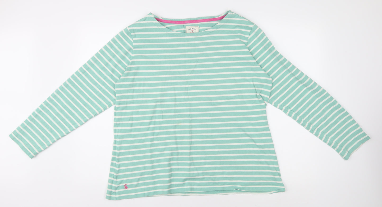 Joules Women's Green Stripe T-Shirt Size 18