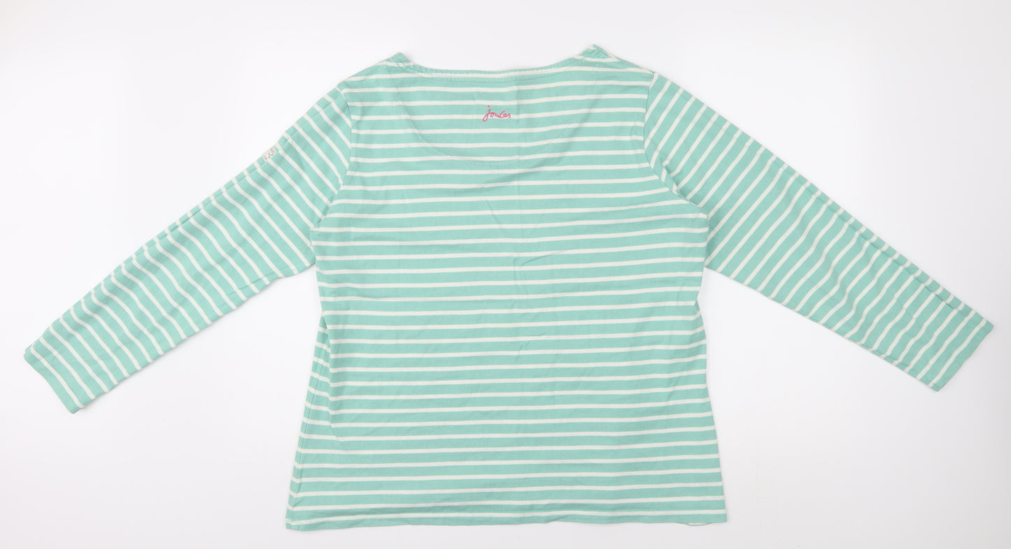 Joules Women's Green Stripe T-Shirt Size 18