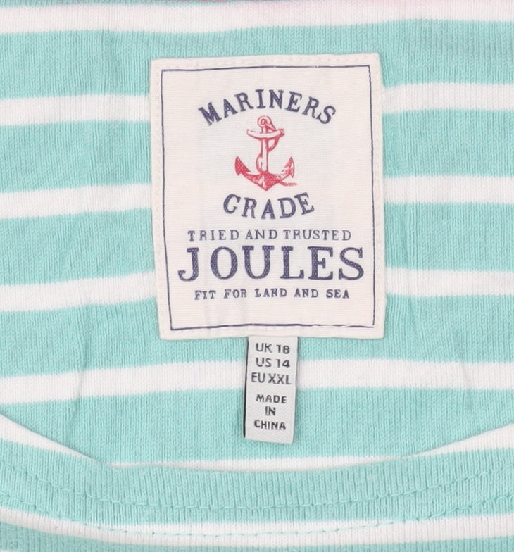 Joules Women's Green Stripe T-Shirt Size 18
