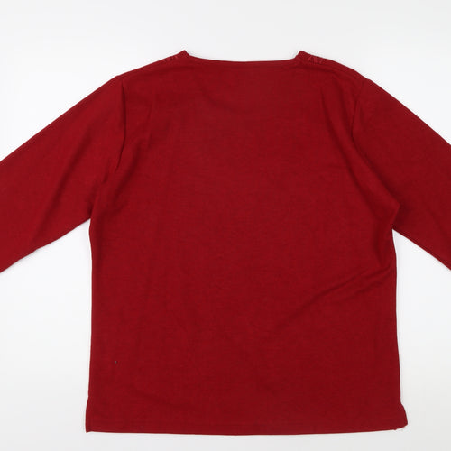 Isle Women's Red Embroidered Long Sleeve T-Shirt, M