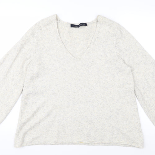 French Connection Women's Ivory V-Neck Pullover XS
