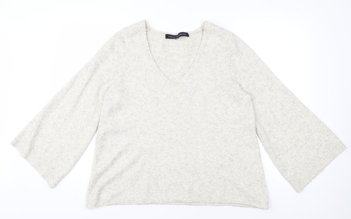 French Connection Women's Ivory V-Neck Pullover XS