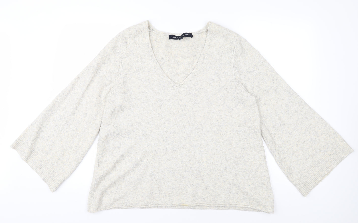 French Connection Women's Ivory V-Neck Pullover XS