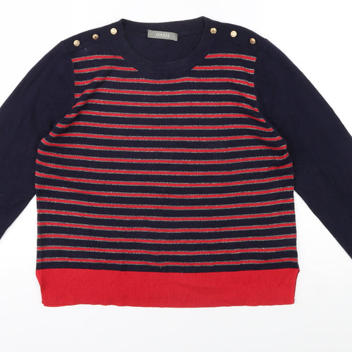 Oasis Women's Multicoloured Striped Pullover Jumper L