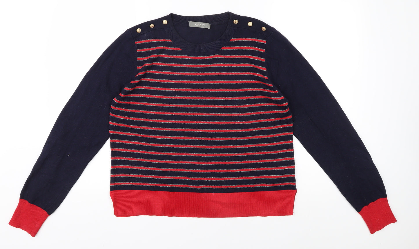 Oasis Women's Multicoloured Striped Pullover Jumper L