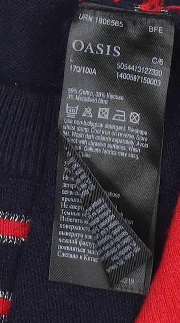 Oasis Women's Multicoloured Striped Pullover Jumper L