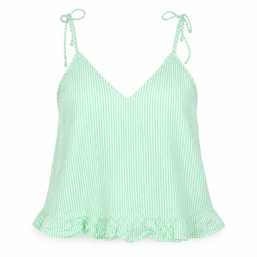 Front view of ASOS Green Striped Camisole Blouse UK 12