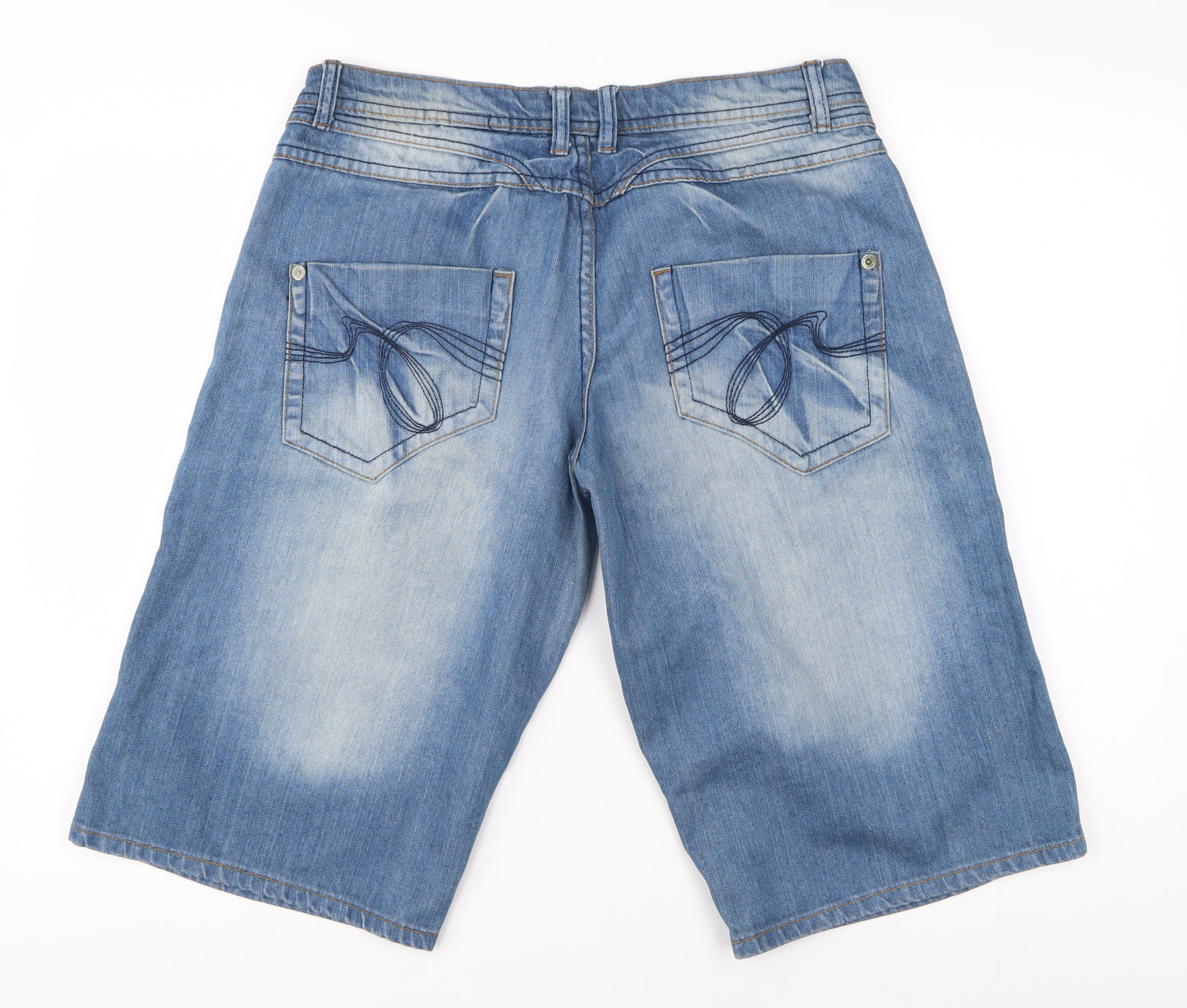 Next Women's Blue Bermuda Denim Shorts Size 14