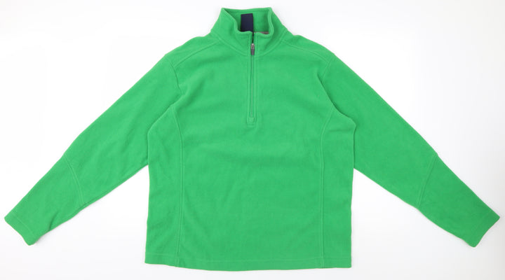 Lands' End Men's Green 1/2 Zip Sweatshirt M Fleece