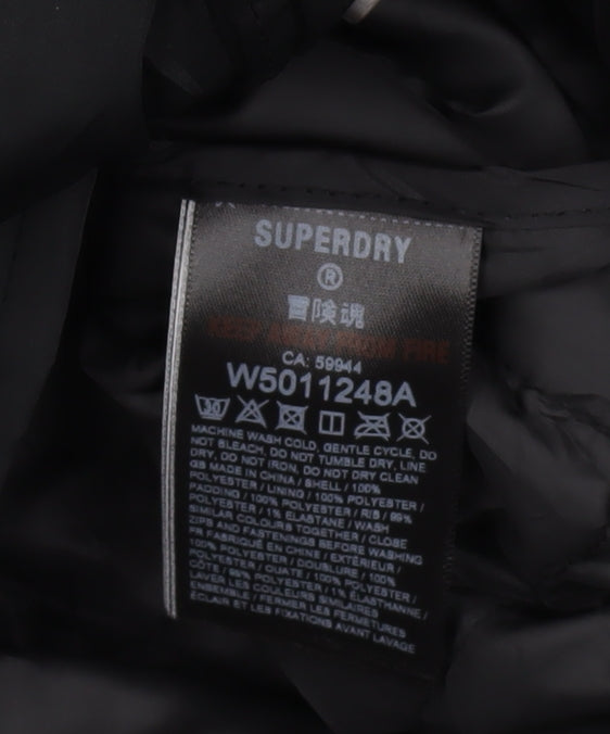 Superdry Women's Black Long Puffer Jacket Size 10