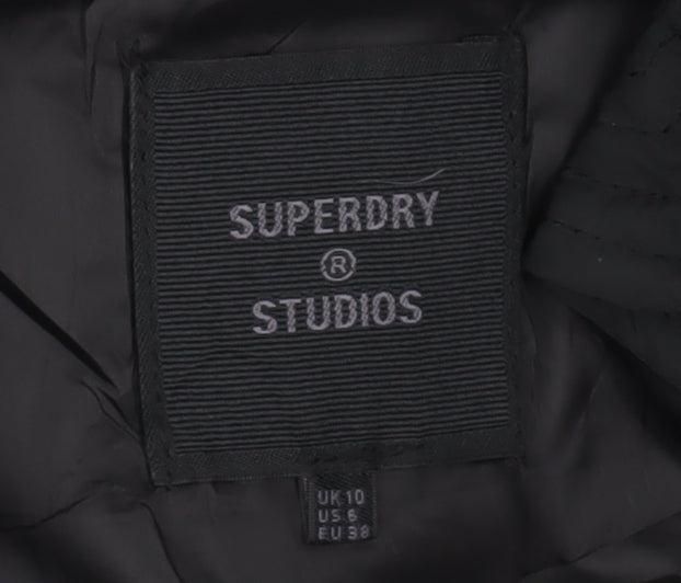 Superdry Women's Black Long Puffer Jacket Size 10