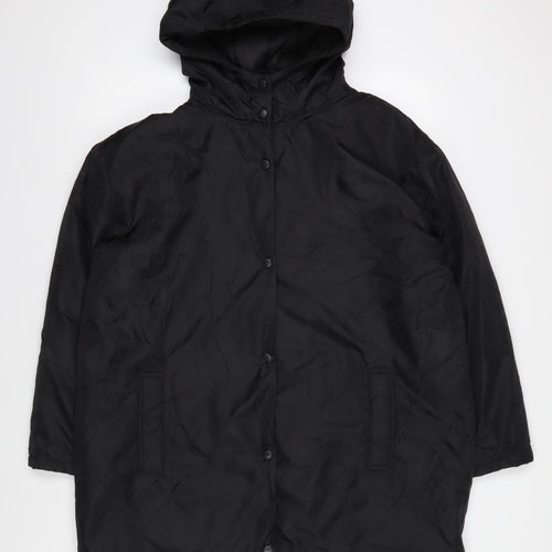 ASOS Women's Black Hooded Parka Jacket, Size 8