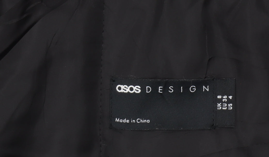 ASOS Women's Black Hooded Parka Jacket, Size 8