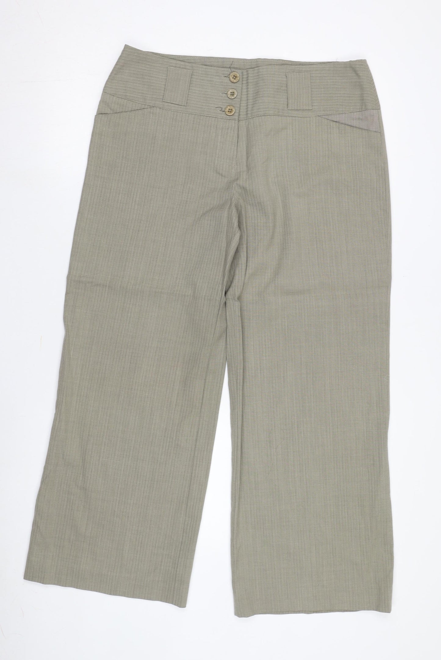 Betty Jackson Black Women’s Grey Wide-Leg Trousers, Size 14