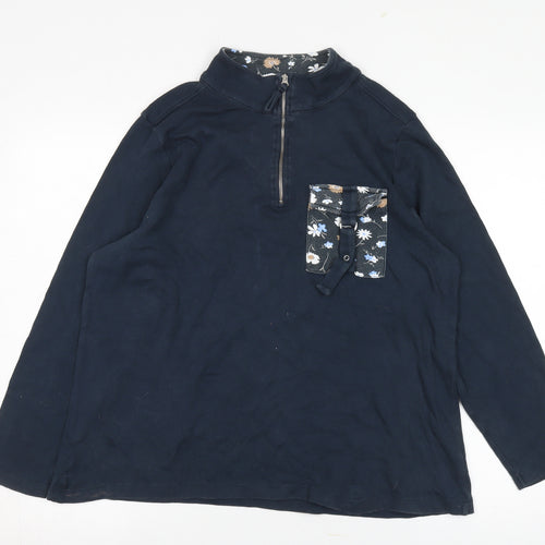 Tu Women's Blue 1/4 Zip Cotton Jacket Size 14