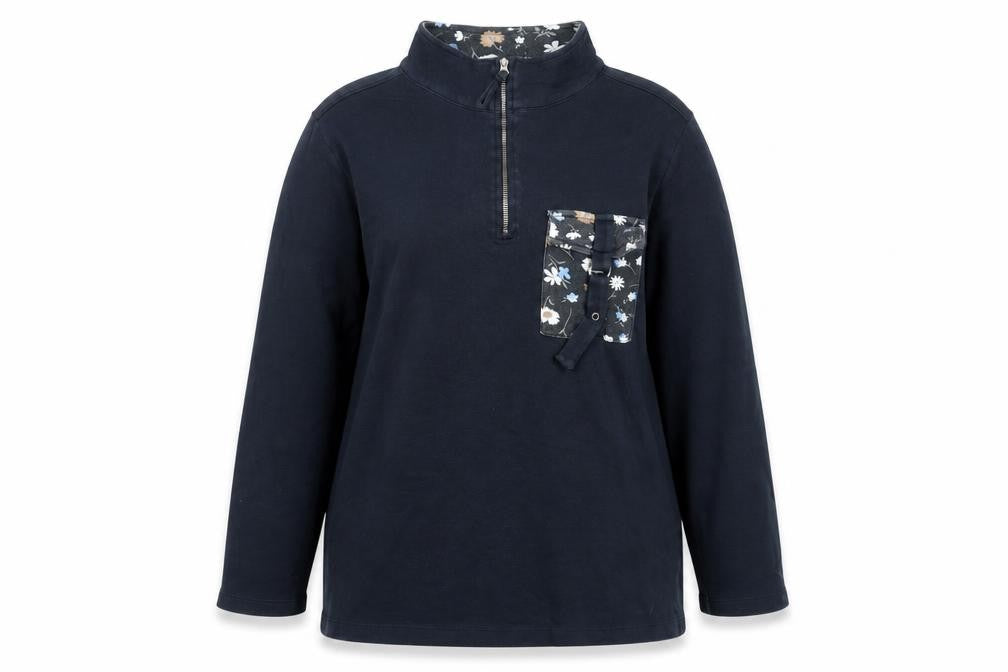 Front view of Tu Women's Blue 1/4 Zip Cotton Jacket, size 14