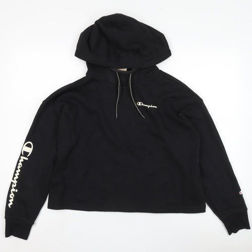 Champion Women's Black Hoodie M Medium Pullover Print