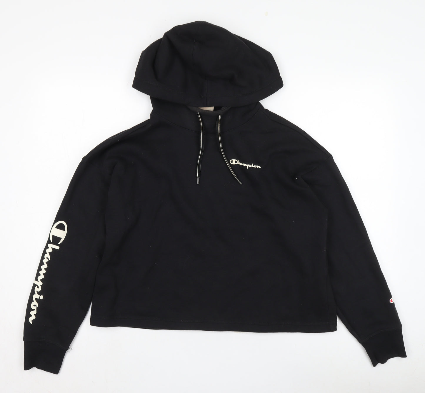 Champion Women's Black Hoodie M Medium Pullover Print