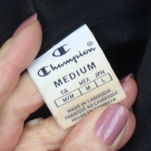 Champion Women's Black Hoodie M Medium Pullover Print