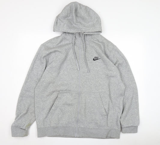 Nike Men's Grey Full Zip Hoodie - Size L