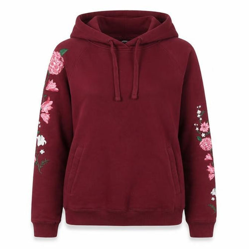 Jack Wills Women's Red Floral Embroidered Hoodie Size 8