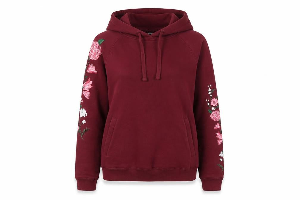 Jack Wills Women's Red Floral Embroidered Hoodie Size 8