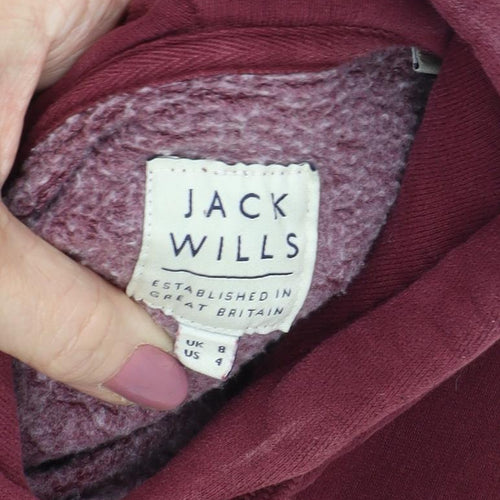 Jack Wills Women's Red Floral Embroidered Hoodie Size 8