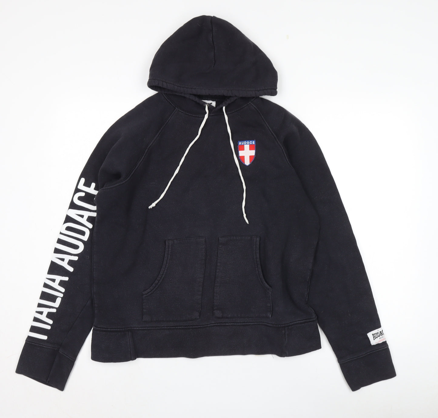 Audace Men's Black Pullover Hoodie, Medium, Logo Accent