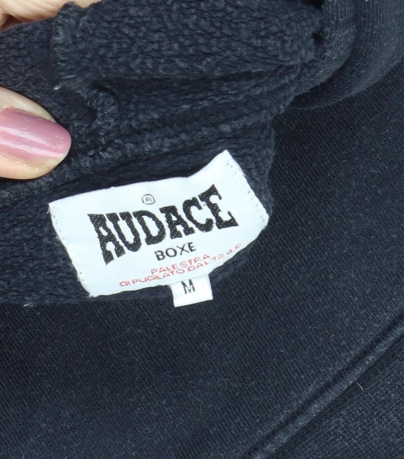 Audace Men's Black Pullover Hoodie, Medium, Logo Accent