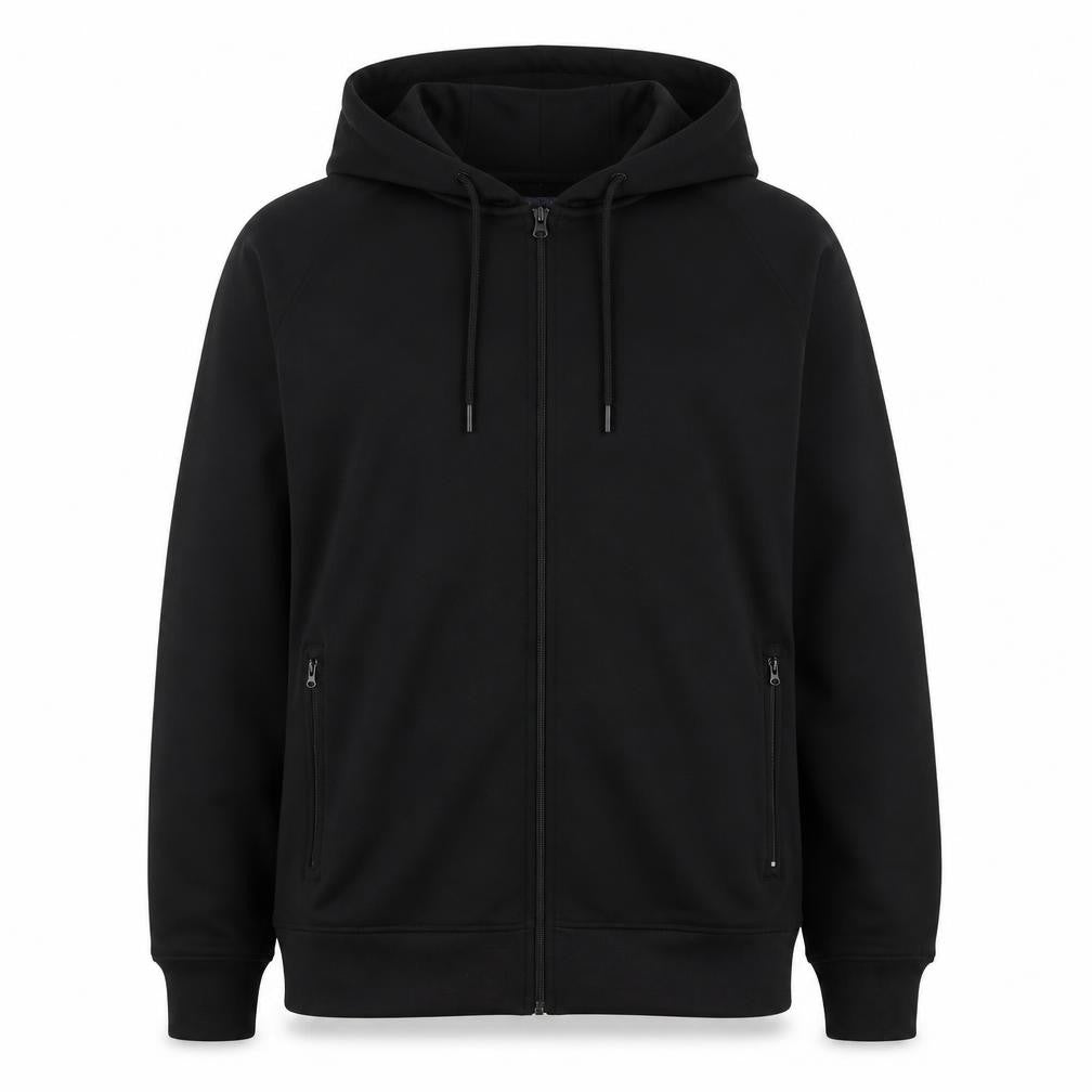Front view of Northwest Men's Black Hooded Zip Jacket - XS