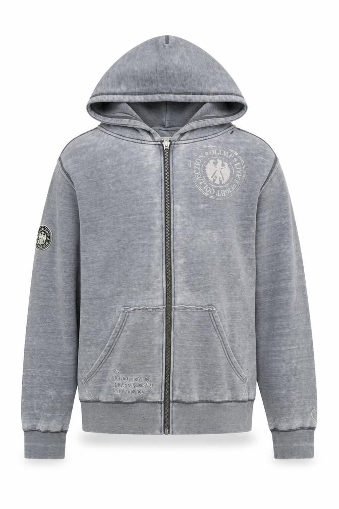 Front view of Olimp Men's XL Grey Hooded Cotton Casual Jacket